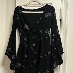 Free People Women Boho Sexy Ruffle Jasmine Embroidered Print Mini Dress